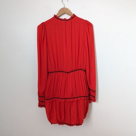 NWT Fleur Du Mal tamale red Love Bound Bondage silk contour ruffle mini dress - Picture 6 of 7